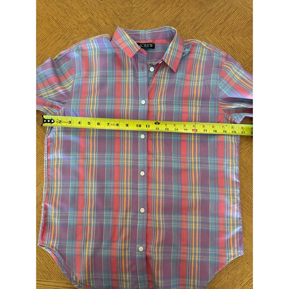 J. Crew Women's Preppy DadCore Madras Plaid Button Up Shirt Size 4 - Picture 5 of 9